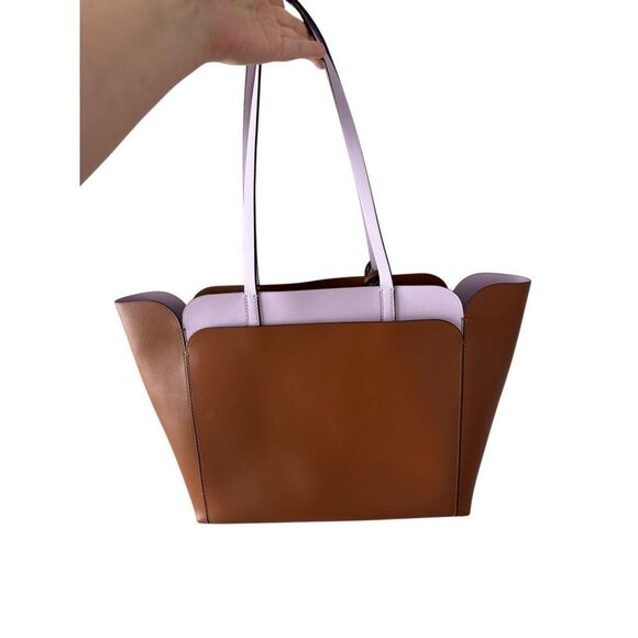 Kate Spade Magnolia Street Tote Medium Double Pocket Brown Lilac - Picture 3 of 14